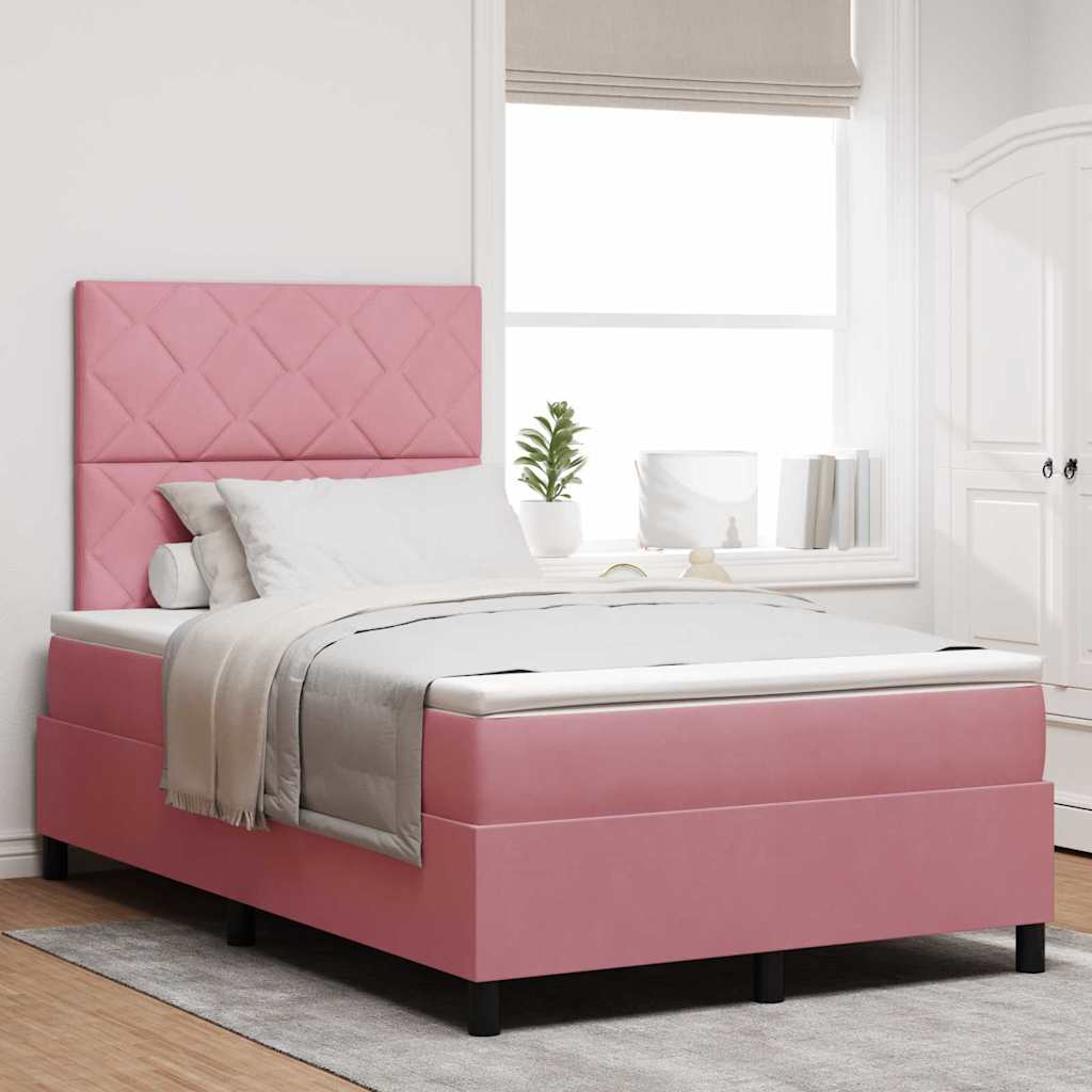 vidaXL Cama tipo Box Spring con cabecera Rosa 120 x 190 cm Terciopelo