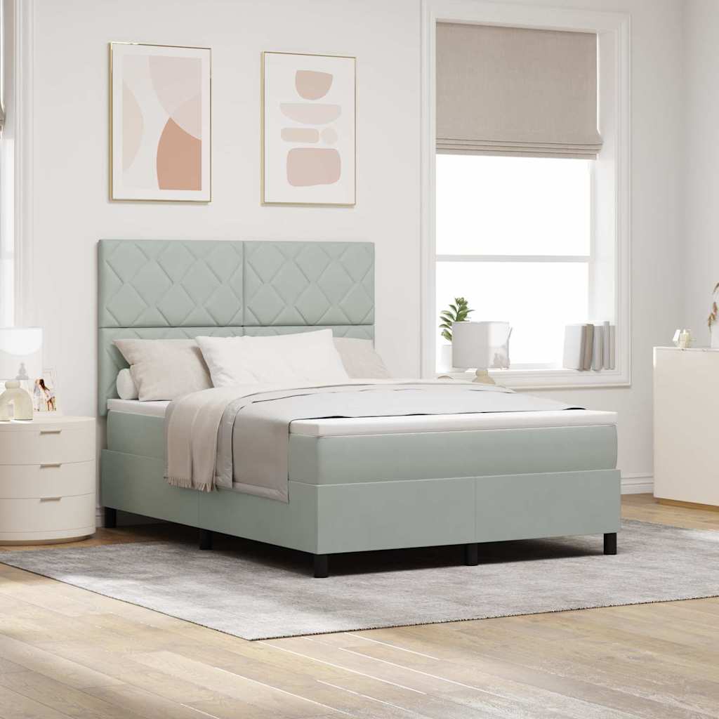 vidaXL Cama tipo Box Spring Gris Claro 140 x 200 cm Terciopelo