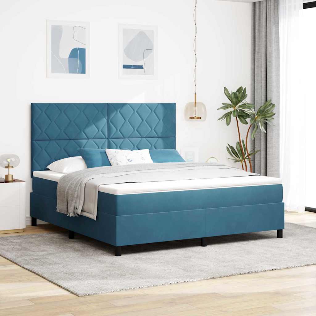vidaXL Cama tipo Box Spring Azul Oscuro 180 x 200 cm Terciopelo