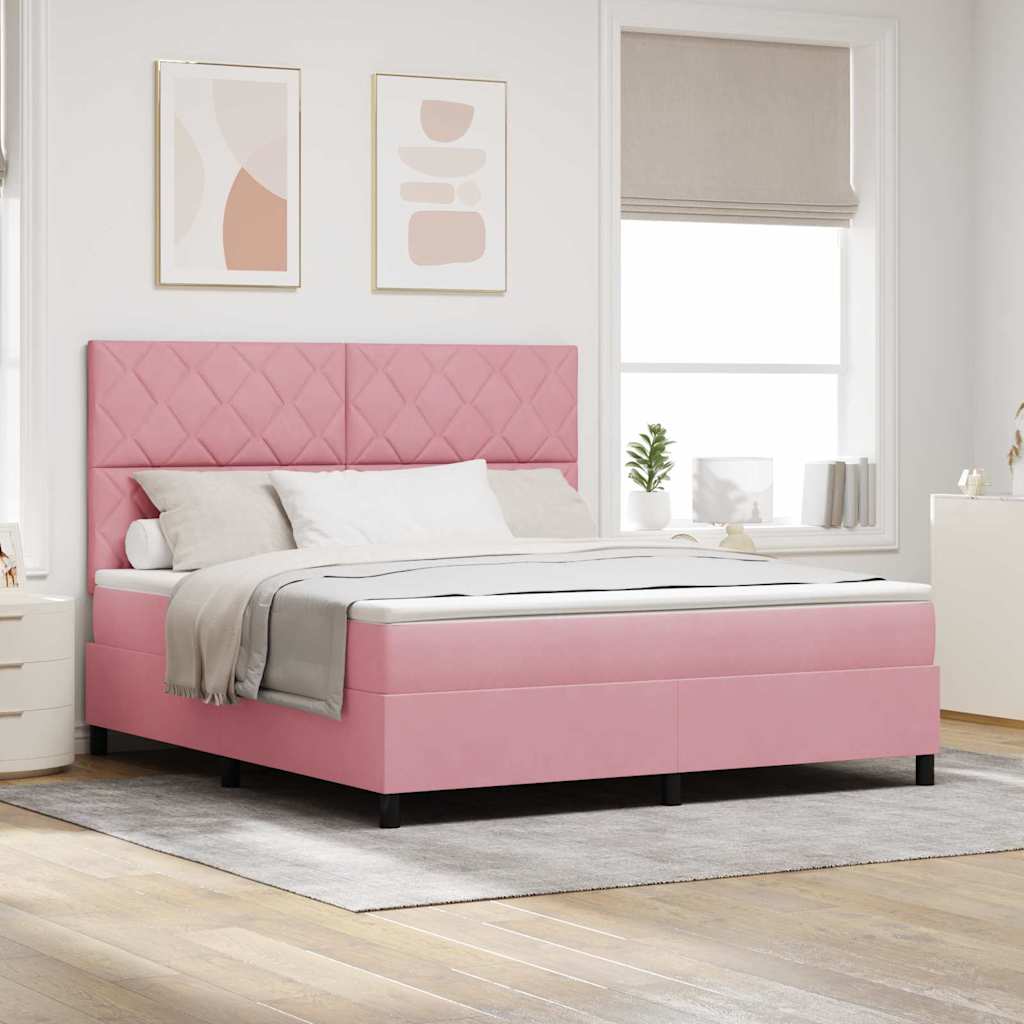 vidaXL Cama tipo Box Spring con cabecera Rosa 180 x 200 cm Terciopelo