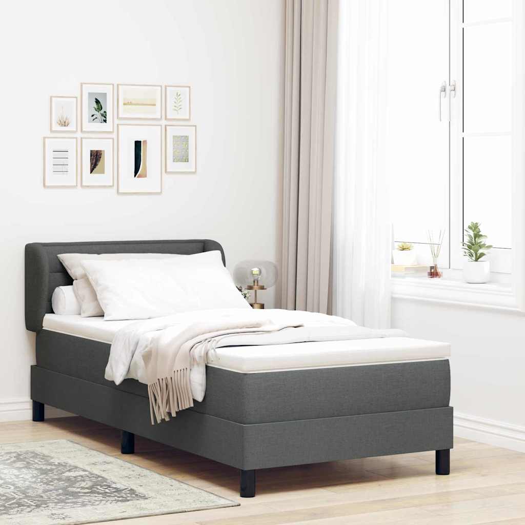vidaXL Cama tipo Box Spring con cabecera Gris oscuro 80 x 200 cm tela