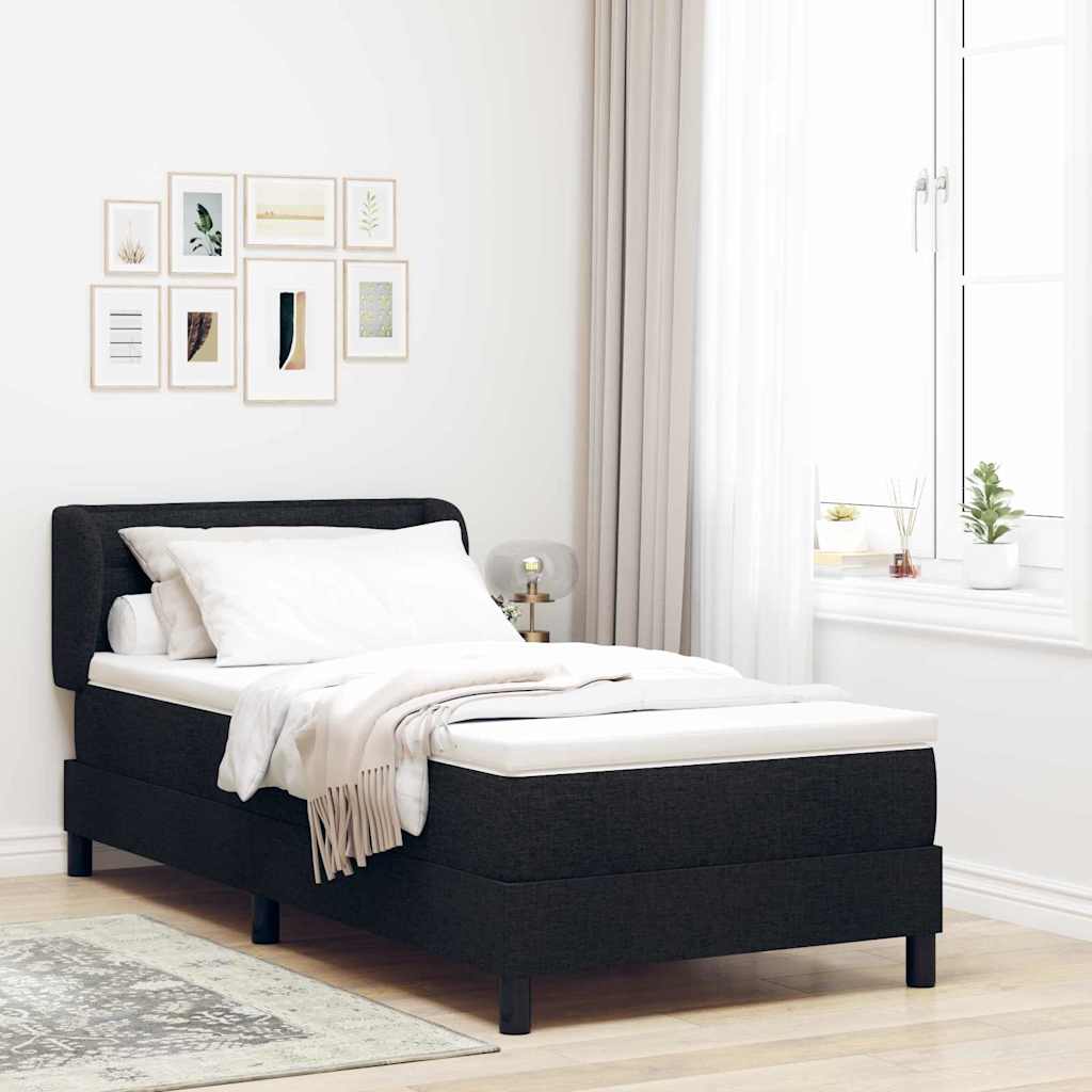 vidaXL Cama tipo Box Spring con cabecera Negro 100 x 200 cm tela