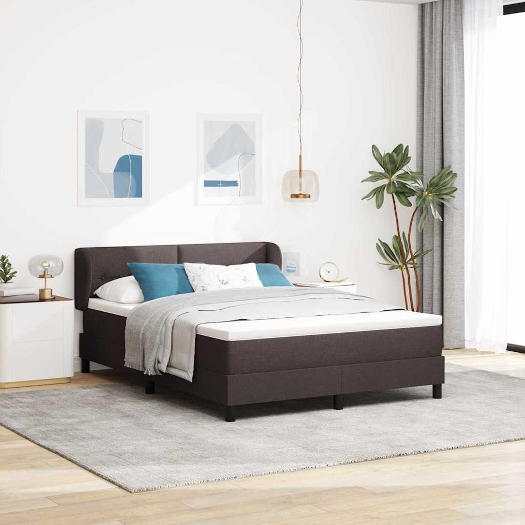 vidaXL Cama tipo Box Spring Marrón Oscuro 140 x 190 cm tela