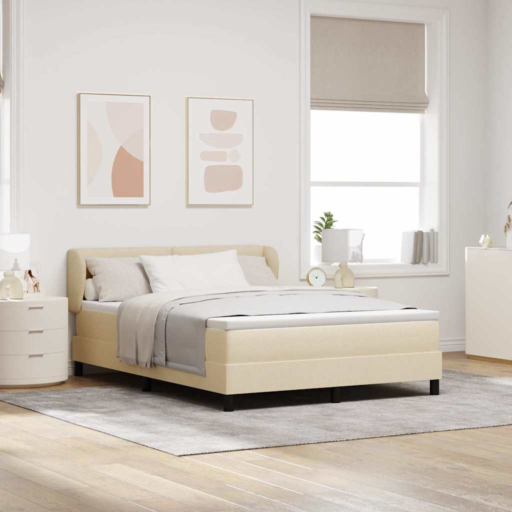 vidaXL Cama tipo Box Spring con cabecera Crema 160 x 200 cm tela