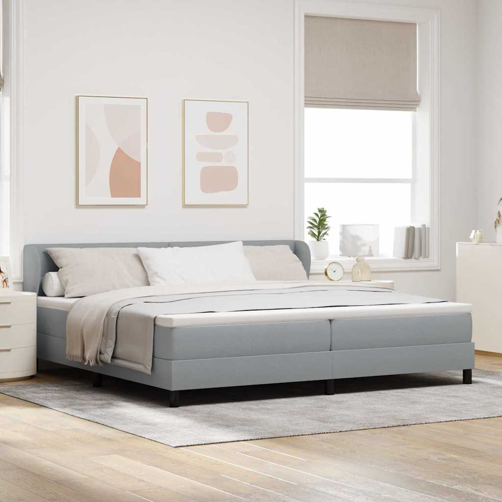 vidaXL Cama tipo Box Spring con cabecera Gris claro 200 x 200 cm tela