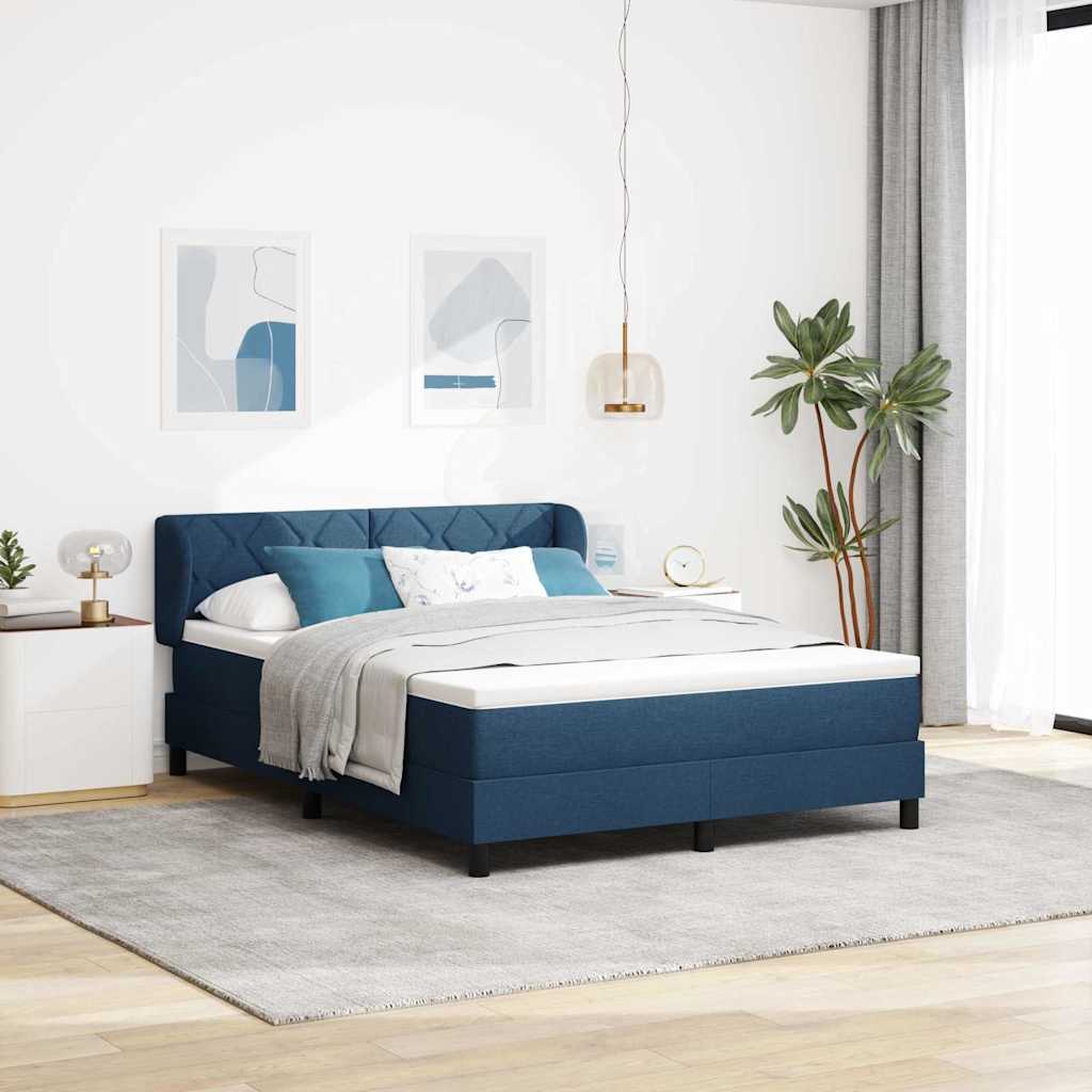 vidaXL Cama tipo Box Spring con cabecera Azul 140 x 190 cm tela
