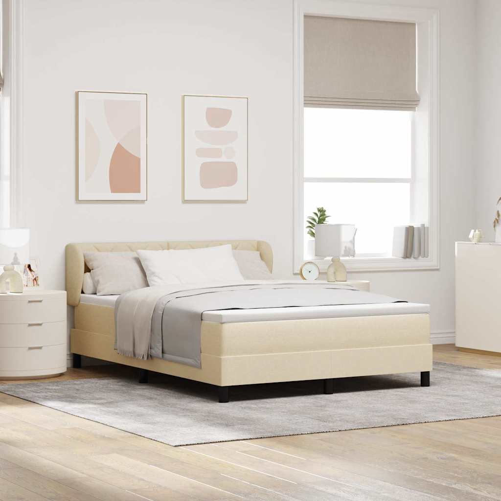 vidaXL Cama tipo Box Spring con cabecera Crema 160 x 200 cm tela