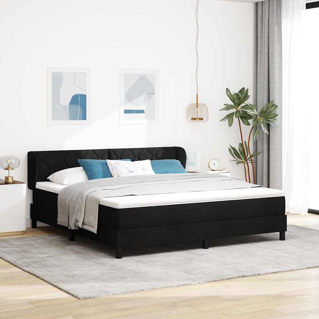 vidaXL Cama tipo Box Spring con cabecera Negro 180 x 200 cm tela