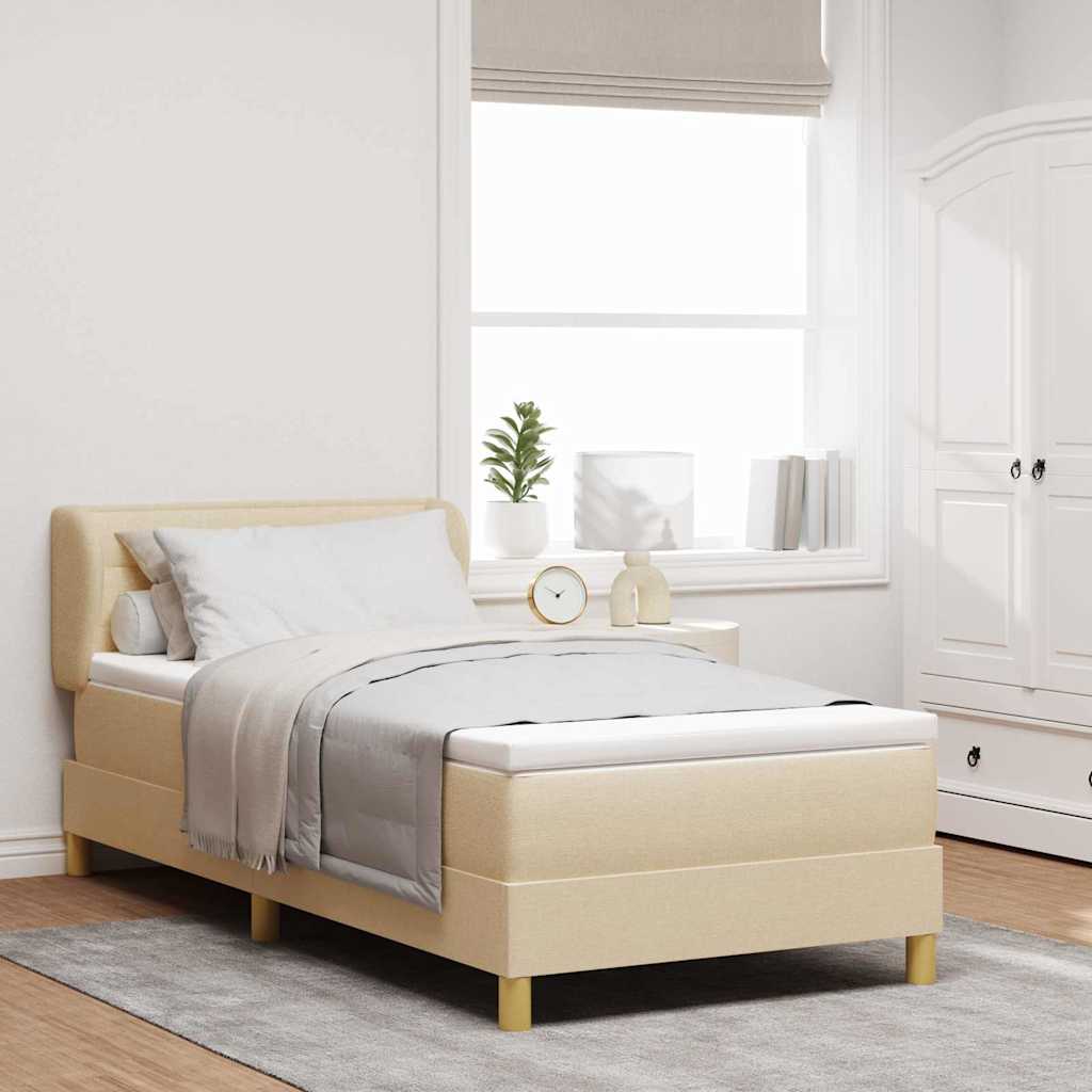 vidaXL Cama tipo Box Spring con colchón Crema 100 x 200 cm tela
