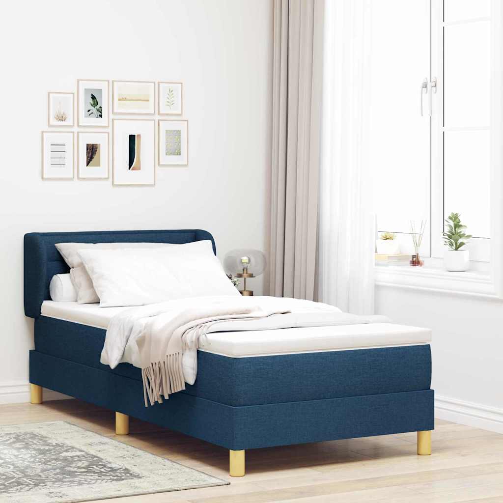 vidaXL Cama tipo Box Spring con colchón Azul 100 x 200 cm tela