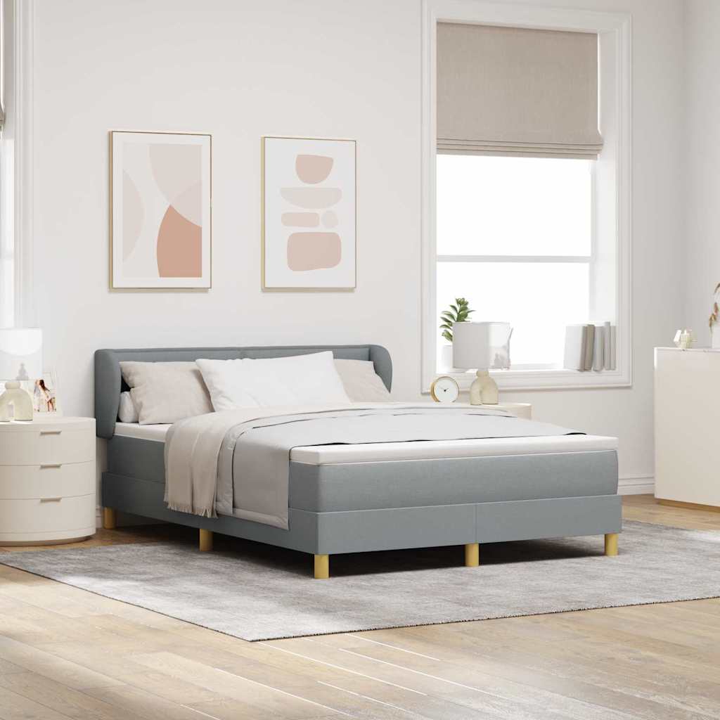 vidaXL Cama tipo Box Spring con colchón Gris claro 140 x 200 cm tela