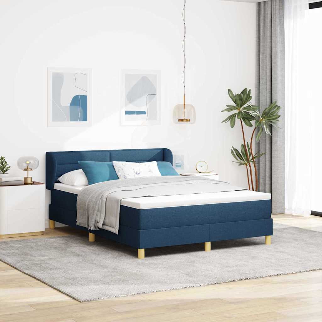 vidaXL Cama tipo Box Spring con colchón Azul 140 x 200 cm tela