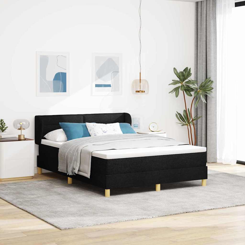 vidaXL Cama tipo Box Spring con colchón Negro 160 x 200 cm tela
