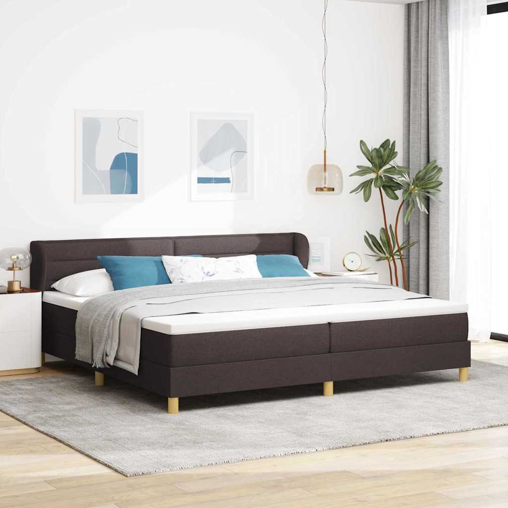 vidaXL Cama tipo Box Spring Marrón Oscuro 200 x 200 cm tela