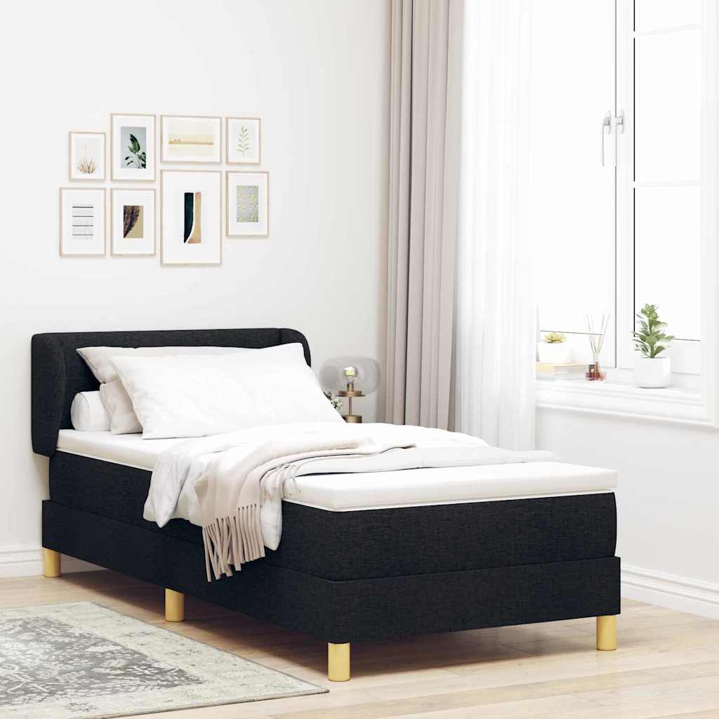 vidaXL Cama tipo Box Spring con cabecera Negro 90 x 190 cm tela