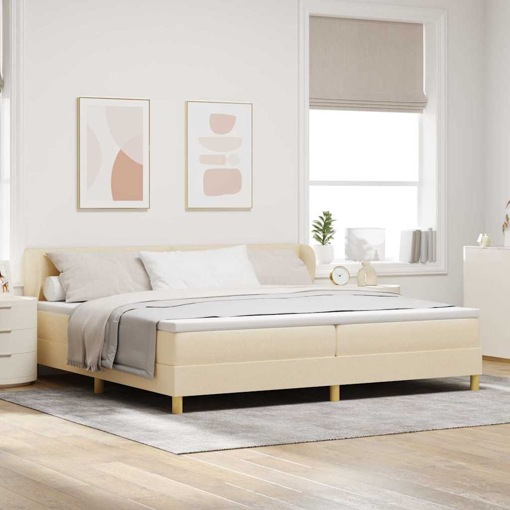 vidaXL Cama tipo Box Spring con cabecera Crema 200 x 200 cm tela