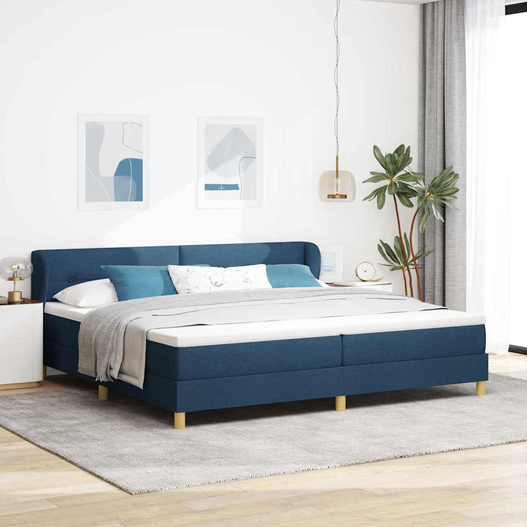 vidaXL Cama tipo Box Spring con cabecera Azul 200 x 200 cm tela