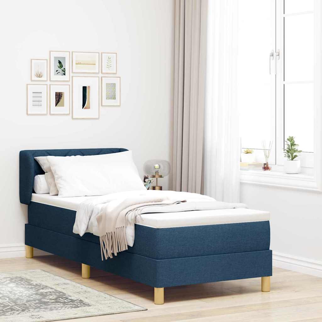 vidaXL Cama tipo Box Spring con cabecera Azul 80 x 200 cm tela