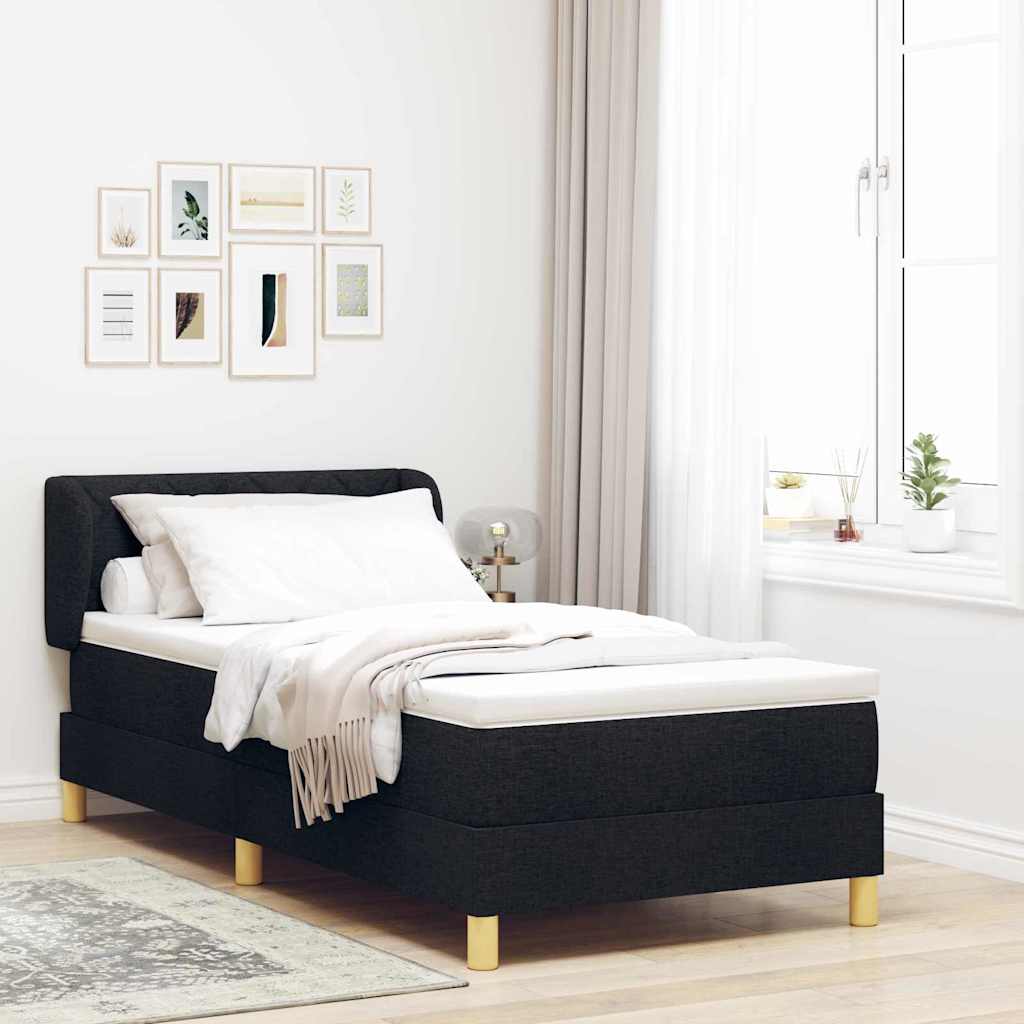 vidaXL Cama tipo Box Spring con cabecera Negro 90 x 190 cm tela