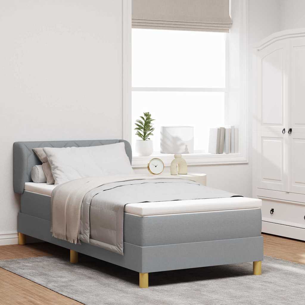 vidaXL Cama tipo Box Spring con cabecera Gris claro 90 x 200 cm tela