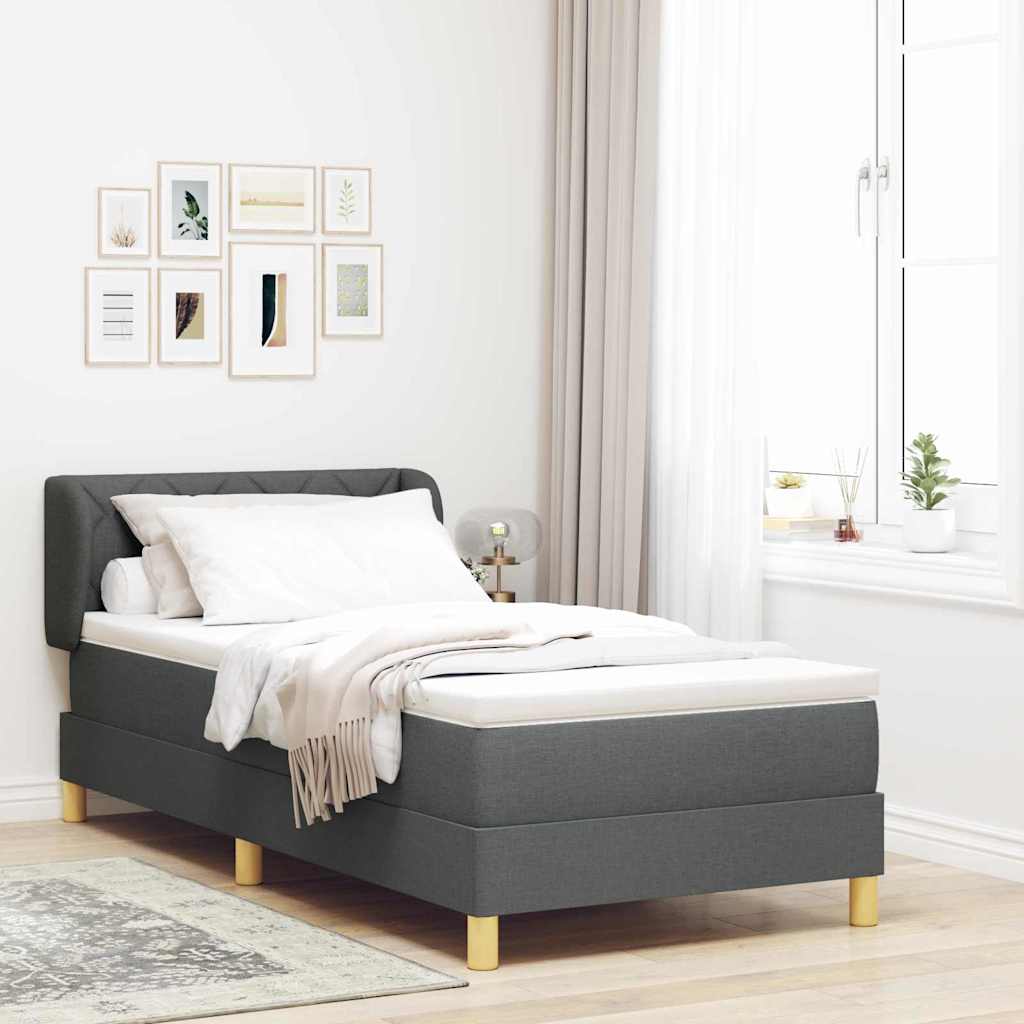 vidaXL Cama tipo Box Spring con cabecera Gris oscuro 100 x 200 cm tela