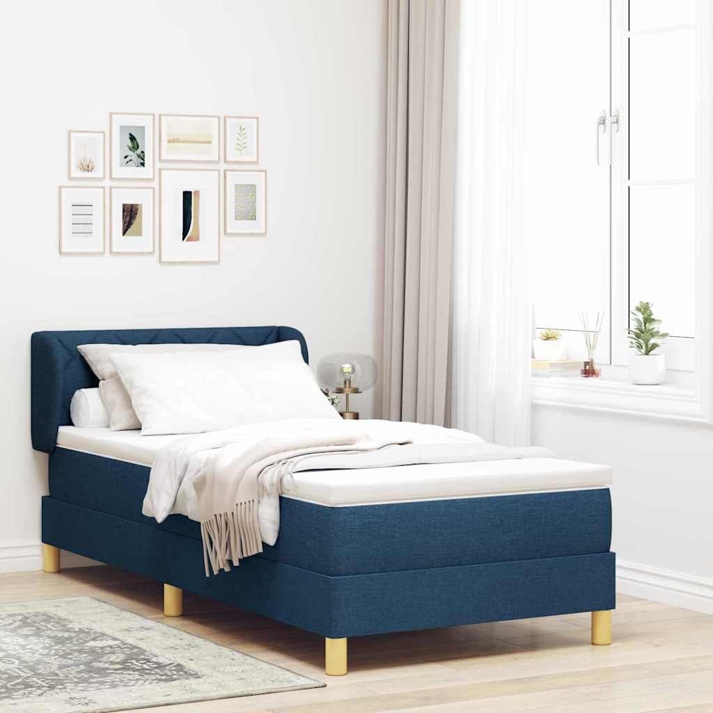 vidaXL Cama tipo Box Spring con cabecera Azul 100 x 200 cm tela
