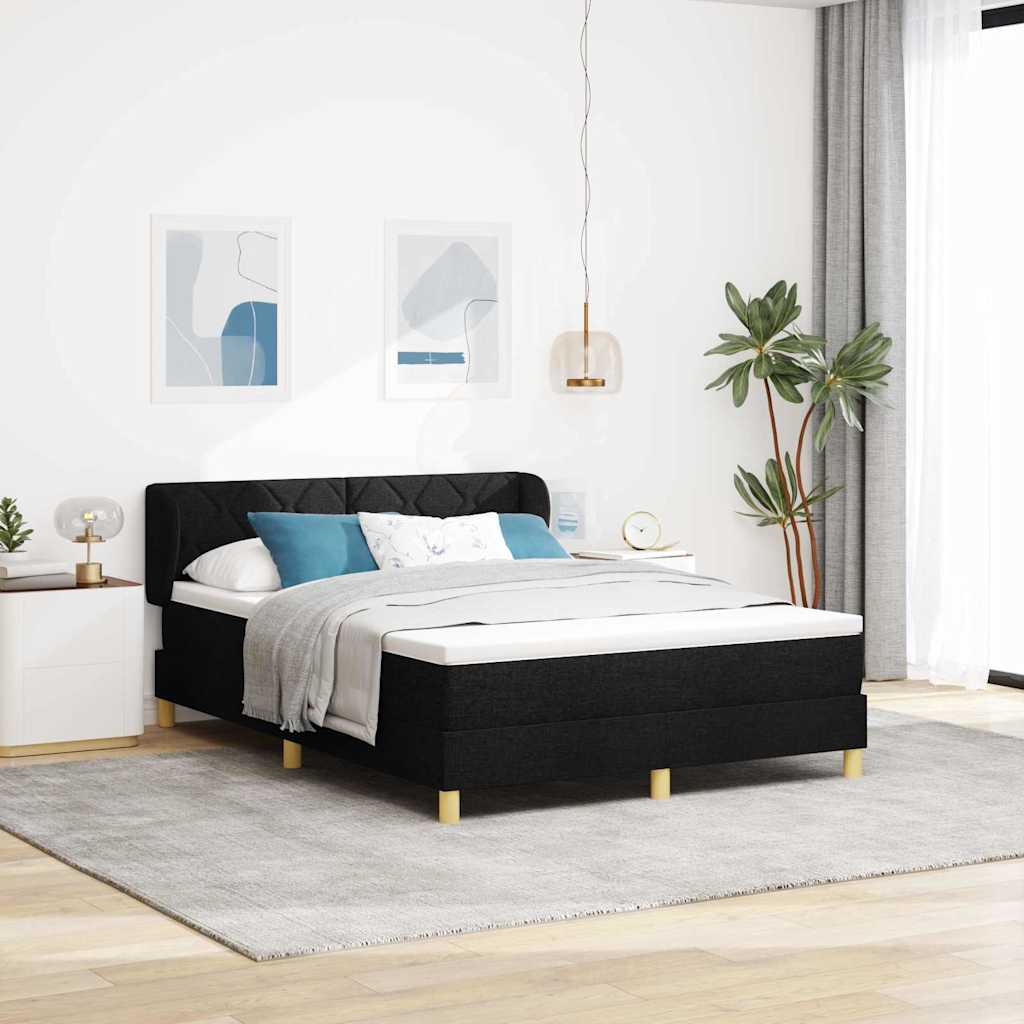 vidaXL Cama tipo Box Spring con cabecera Negro 140 x 190 cm tela