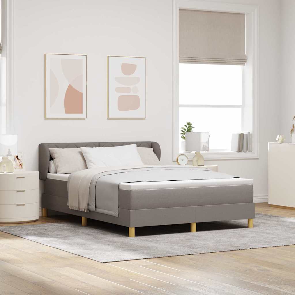 vidaXL Cama tipo Box Spring con cabecera Taupé 140 x 190 cm tela