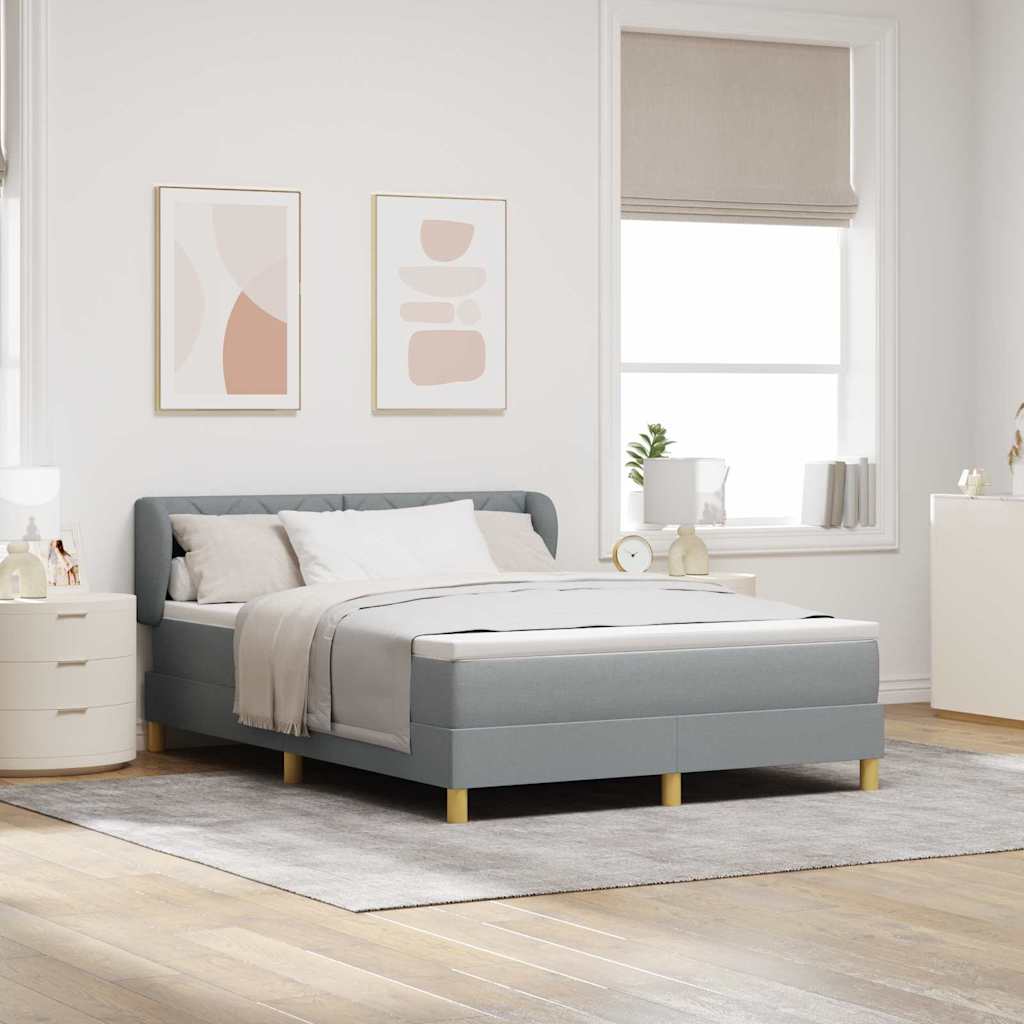 vidaXL Cama tipo Box Spring con cabecera Gris claro 160 x 200 cm tela