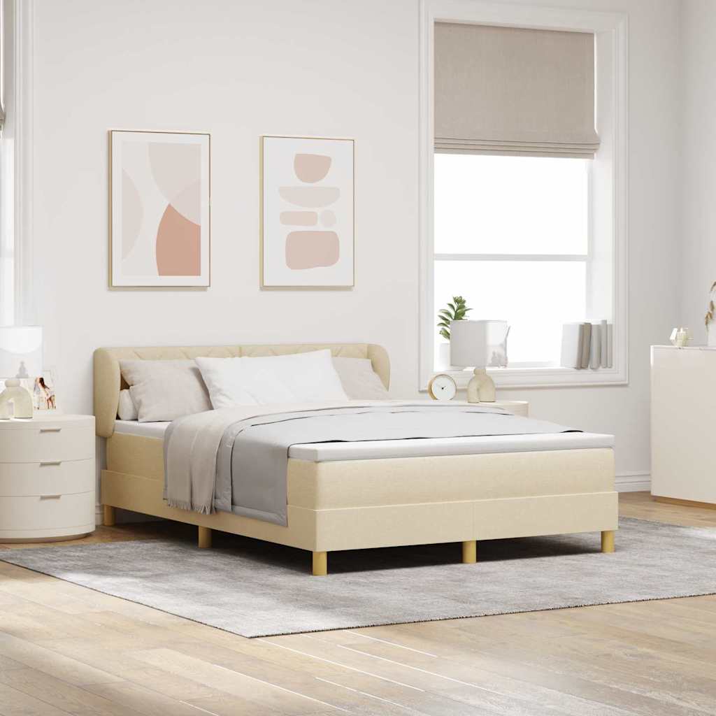 vidaXL Cama tipo Box Spring con cabecera Crema 160 x 200 cm tela