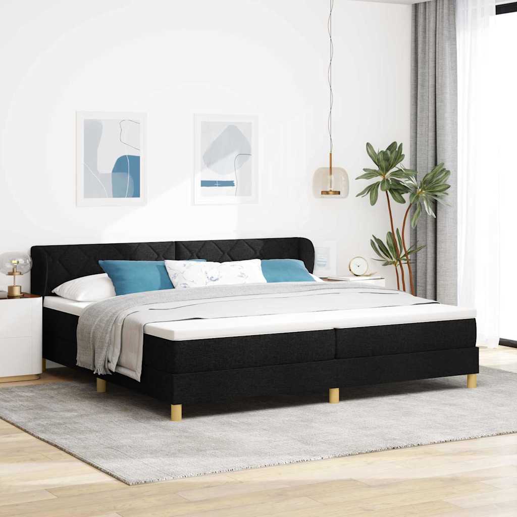 vidaXL Cama tipo Box Spring con cabecera Negro 200 x 200 cm tela