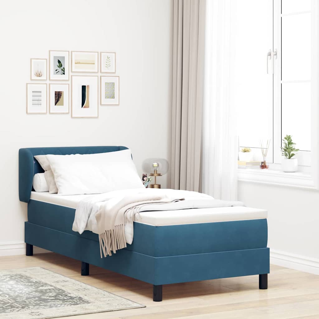 vidaXL Cama tipo Box Spring Azul oscuro 80 x 200 cm Terciopelo
