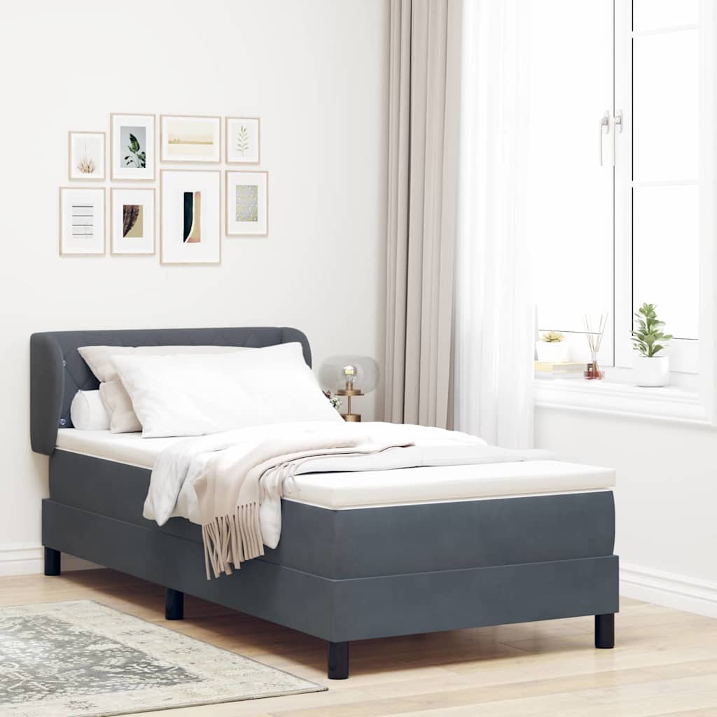 vidaXL Cama tipo Box Spring Gris oscuro 90 x 200 cm Terciopelo