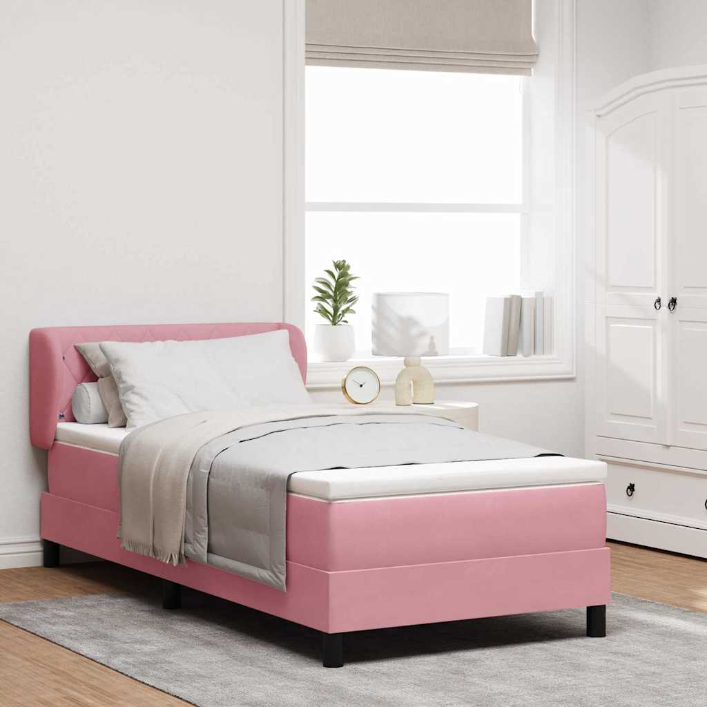 vidaXL Cama tipo Box Spring con cabecera Rosa 100 x 200 cm Terciopelo