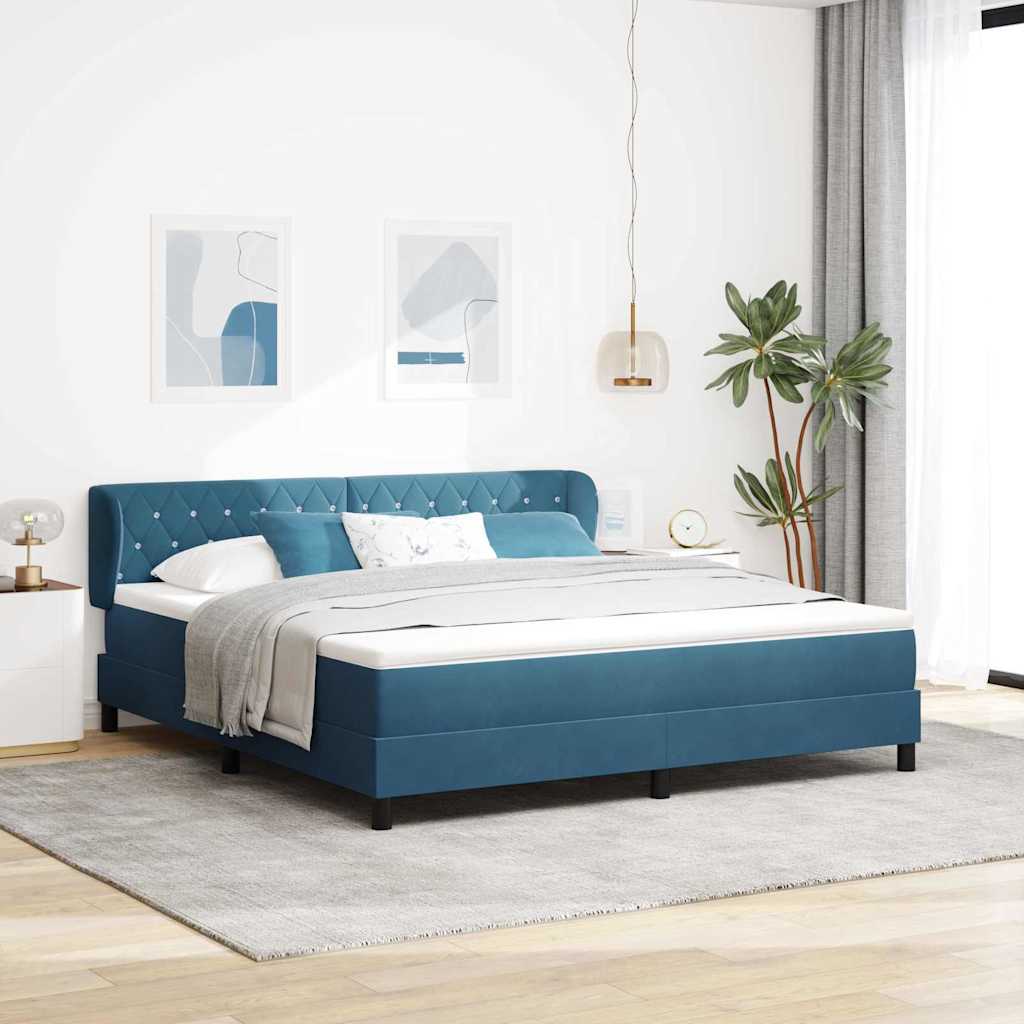vidaXL Cama tipo Box Spring Azul oscuro 180 x 200 cm Terciopelo