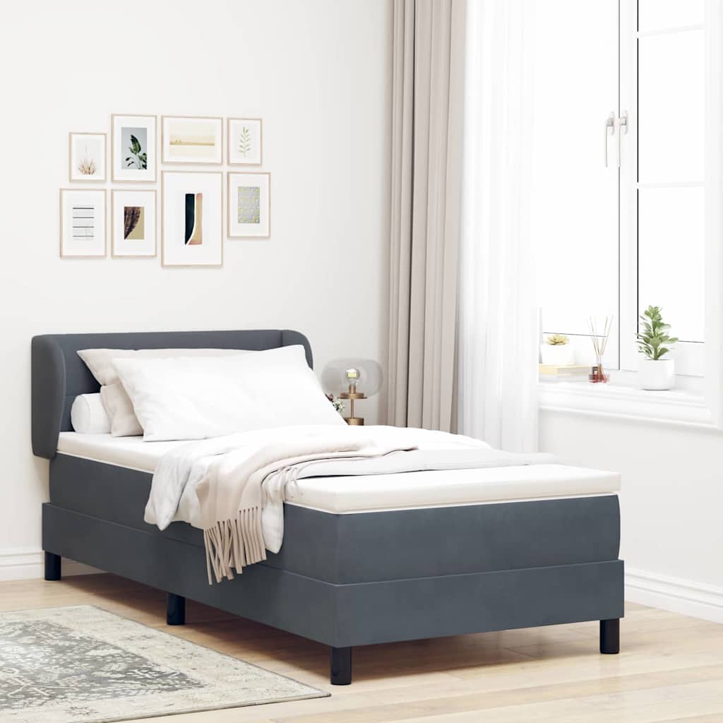 vidaXL Cama tipo Box Spring Gris oscuro 80 x 200 cm Terciopelo