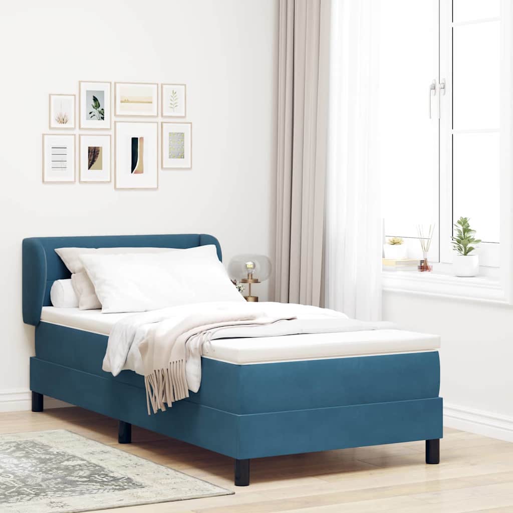 vidaXL Cama tipo Box Spring Azul oscuro 80 x 200 cm Terciopelo