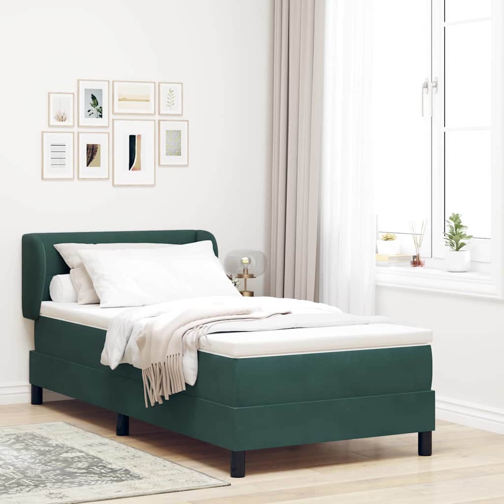 vidaXL Cama tipo Box Spring Verde oscuro 100 x 200 cm Terciopelo