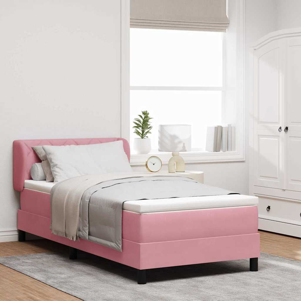 vidaXL Cama tipo Box Spring con cojín Rosa 100 x 200 cm Terciopelo