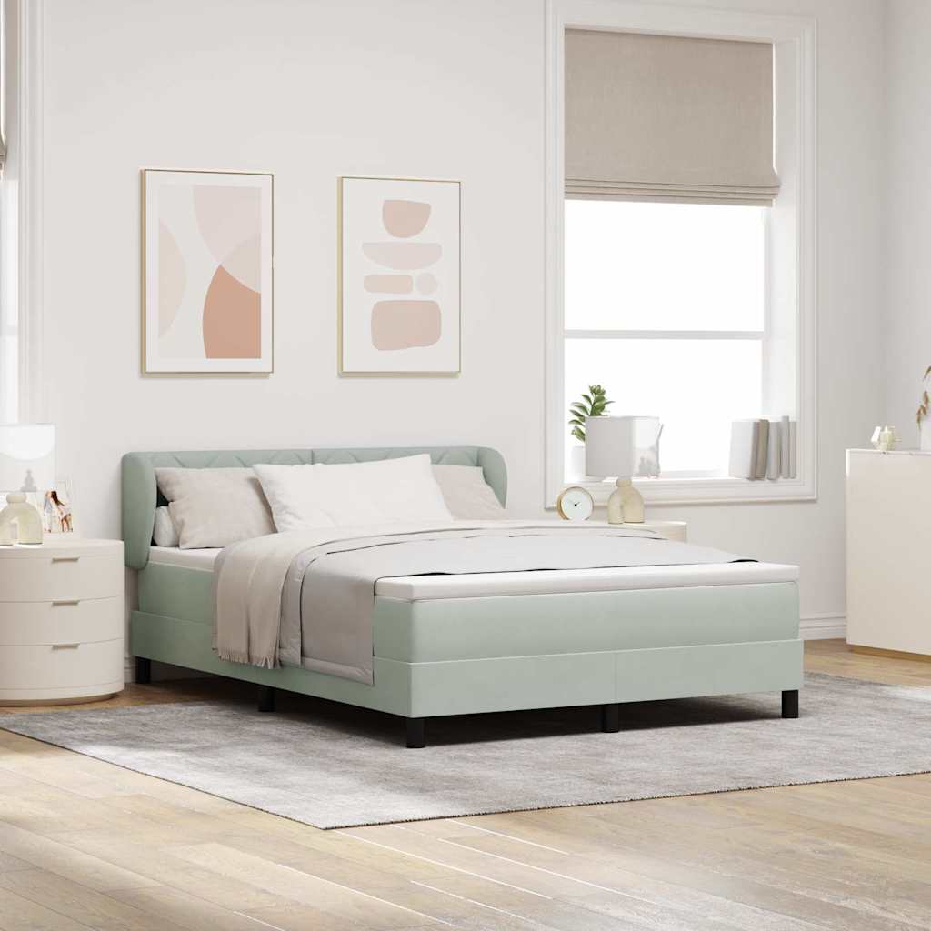 vidaXL Cama tipo Box Spring Gris claro 140 x 190 cm Terciopelo