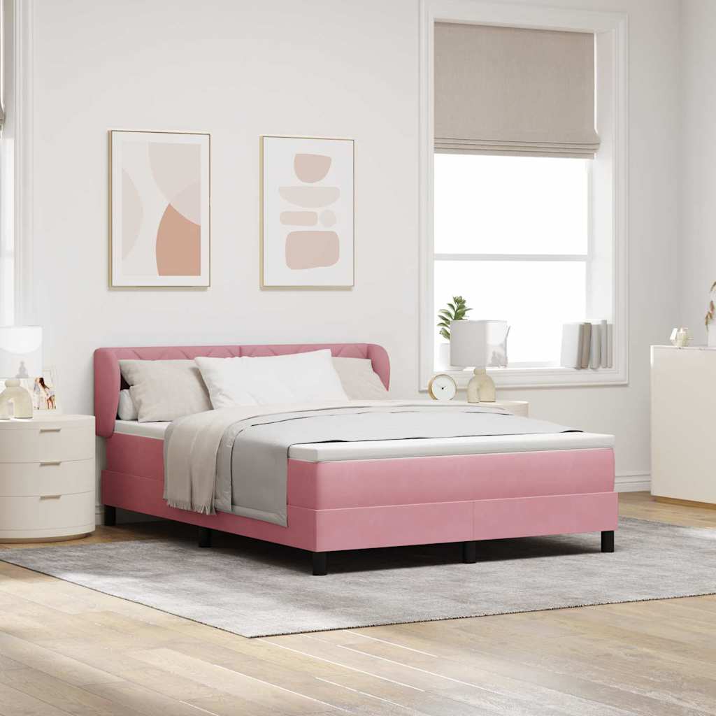 vidaXL Cama tipo Box Spring con cabecera Rosa 140 x 200 cm Terciopelo