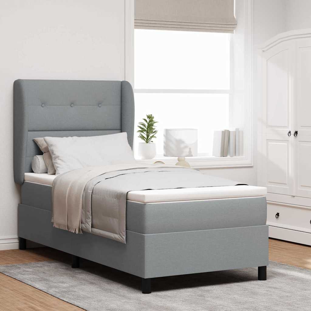 vidaXL Cama tipo Box Spring con cabecera Gris claro 90 x 190 cm tela