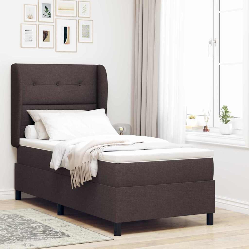 vidaXL Cama tipo Box Spring Marrón oscuro 90 x 190 cm tela