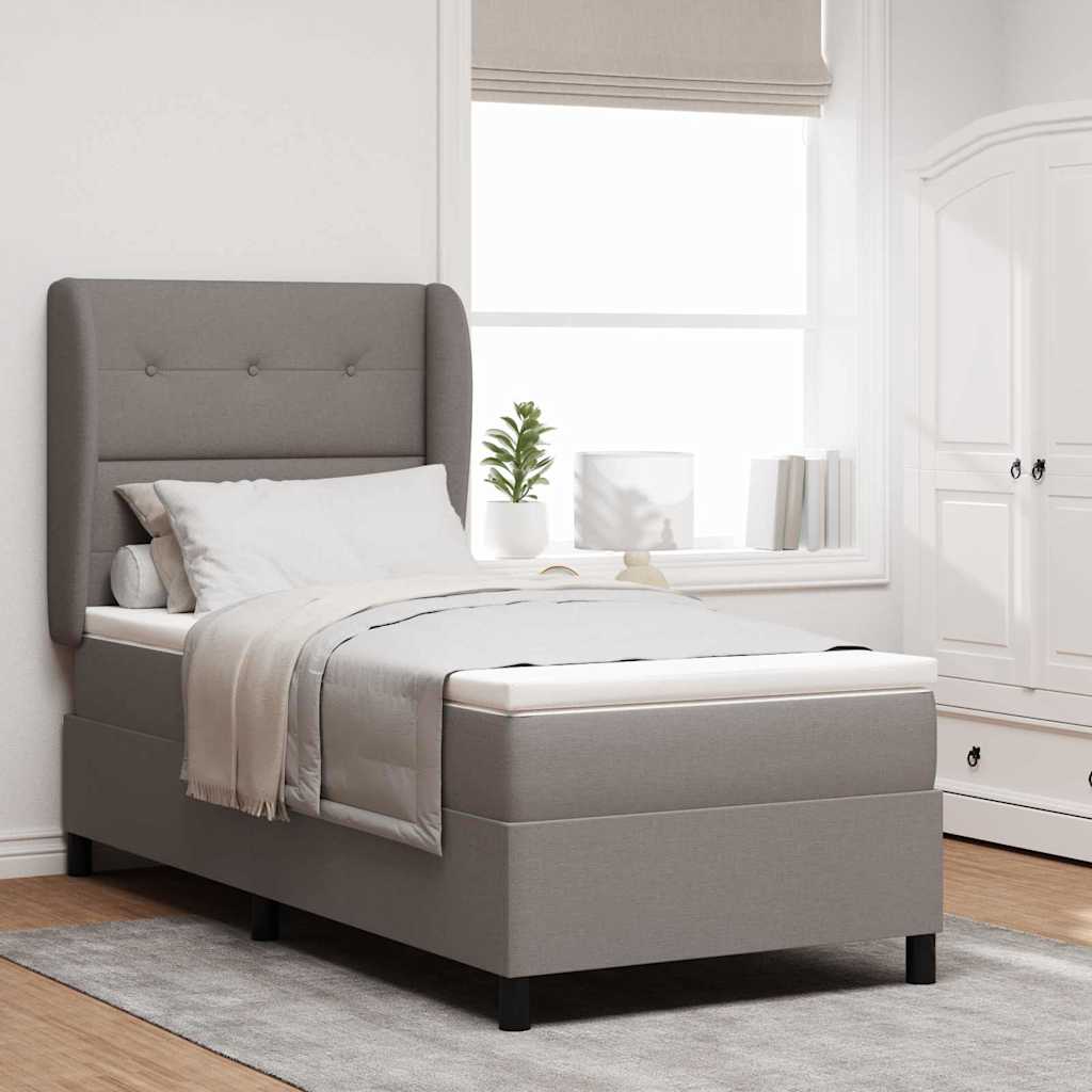 vidaXL Cama tipo Box Spring con cabecera Taupé 90 x 190 cm tela