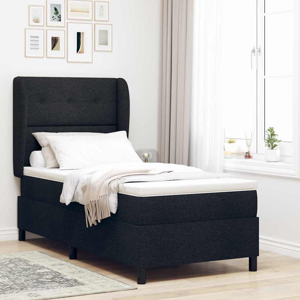 vidaXL Cama tipo Box Spring con cabecera Negro 100 x 200 cm tela