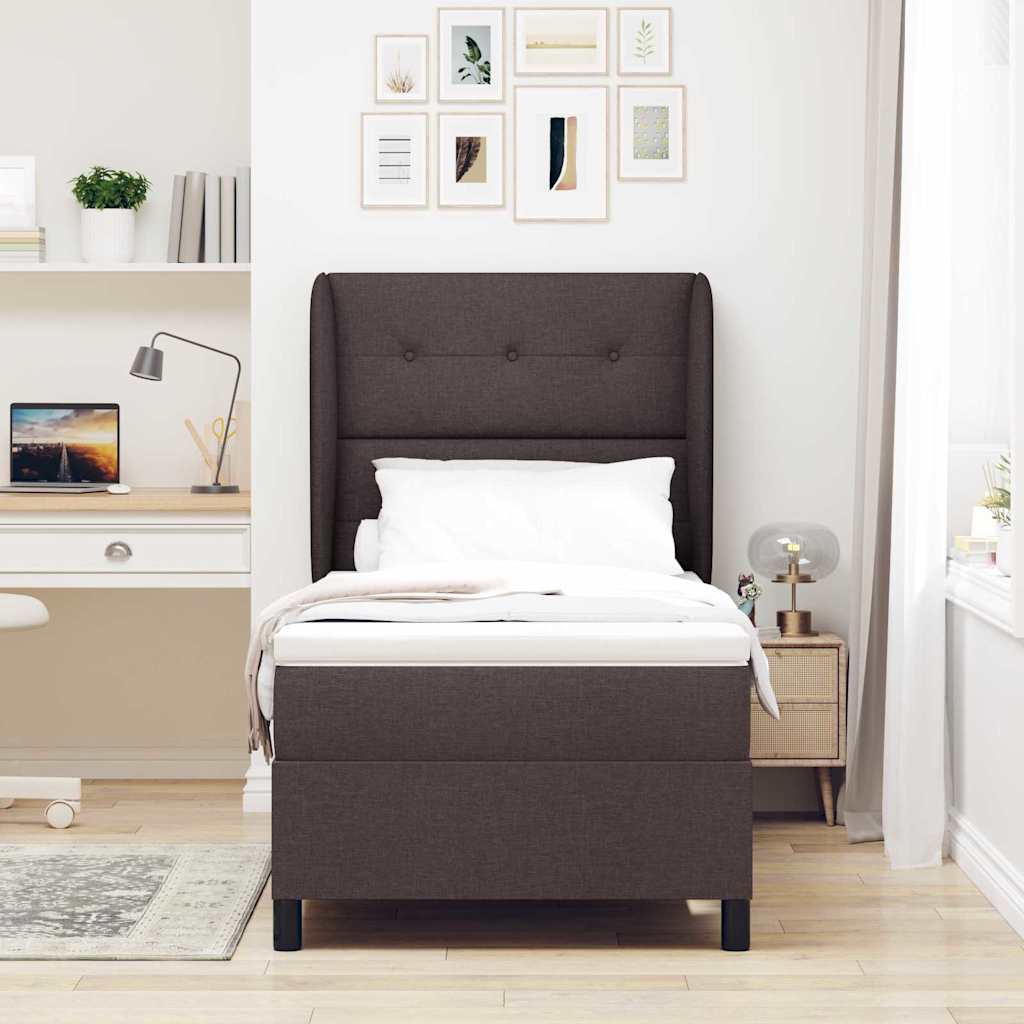 vidaXL Cama tipo Box Spring Marrón oscuro 100 x 200 cm tela