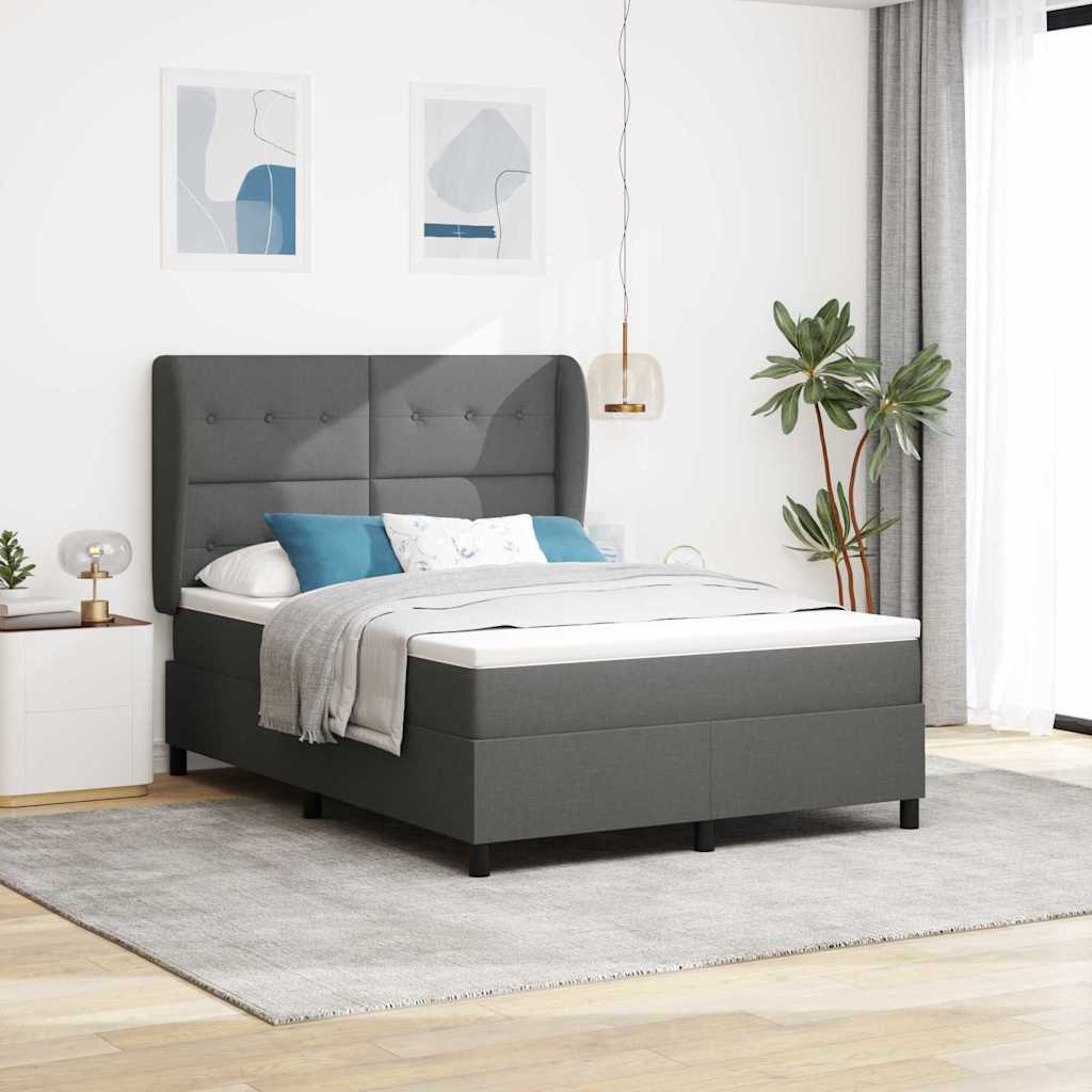 vidaXL Cama tipo Box Spring con cabecera Gris oscuro 160 x 200 cm tela