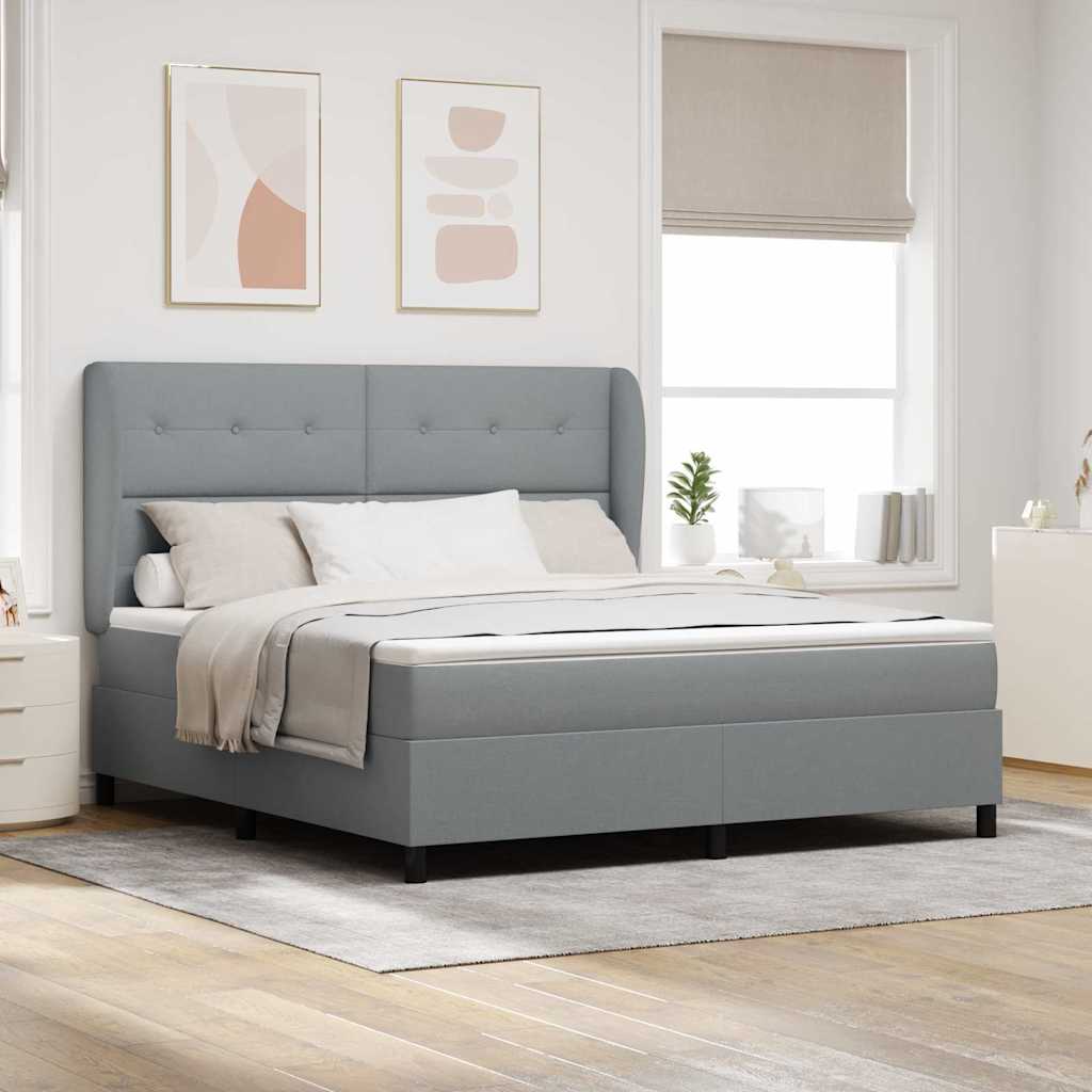 vidaXL Cama tipo Box Spring con cabecera Gris claro 180 x 200 cm tela