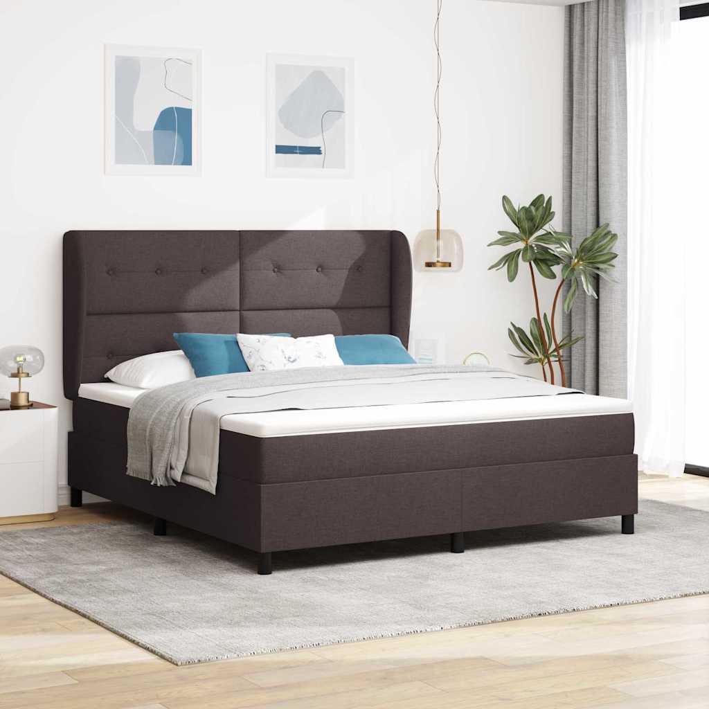 vidaXL Cama tipo Box Spring Marrón oscuro 180 x 200 cm tela