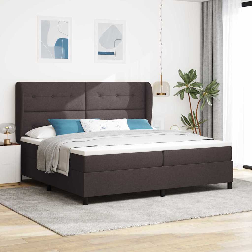 vidaXL Cama tipo Box Spring Marrón oscuro 200 x 200 cm tela